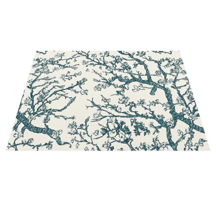 Dark blue tree design bedroom vinyl rug - TenStickers