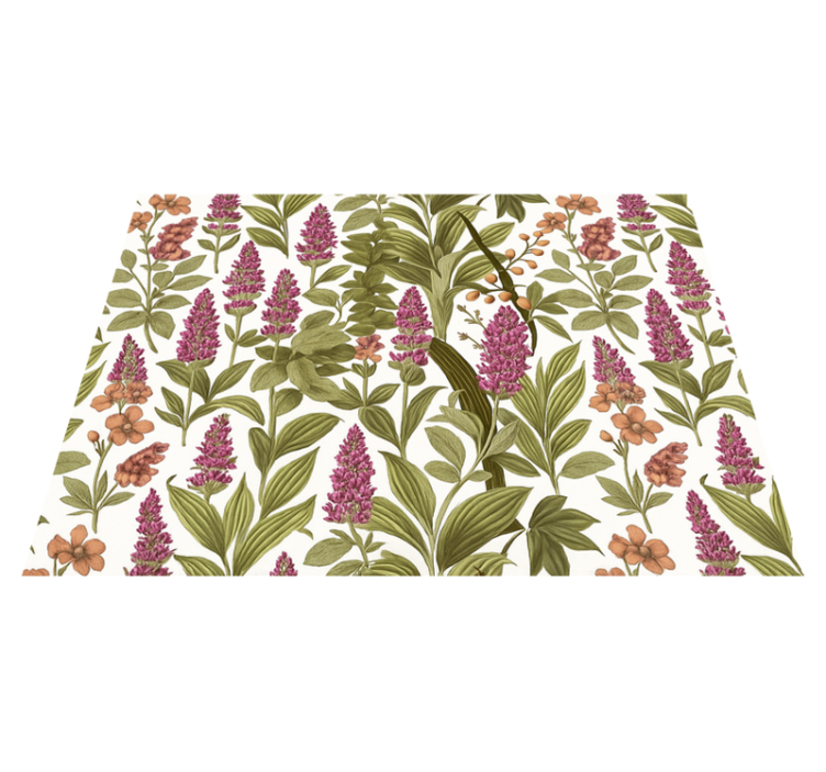 Colorful botanical pattern bedroom vinyl rug - TenStickers