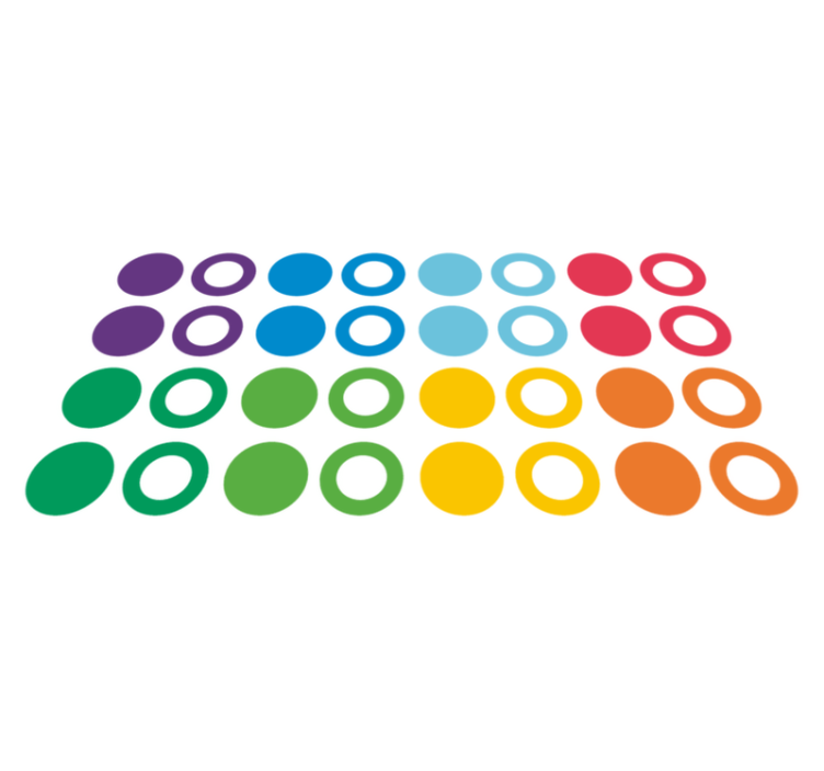 Geometric vinyl rug in rainbow color circles - TenStickers