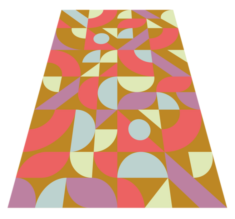 Geometric vinyl rug in vintage hues - TenStickers