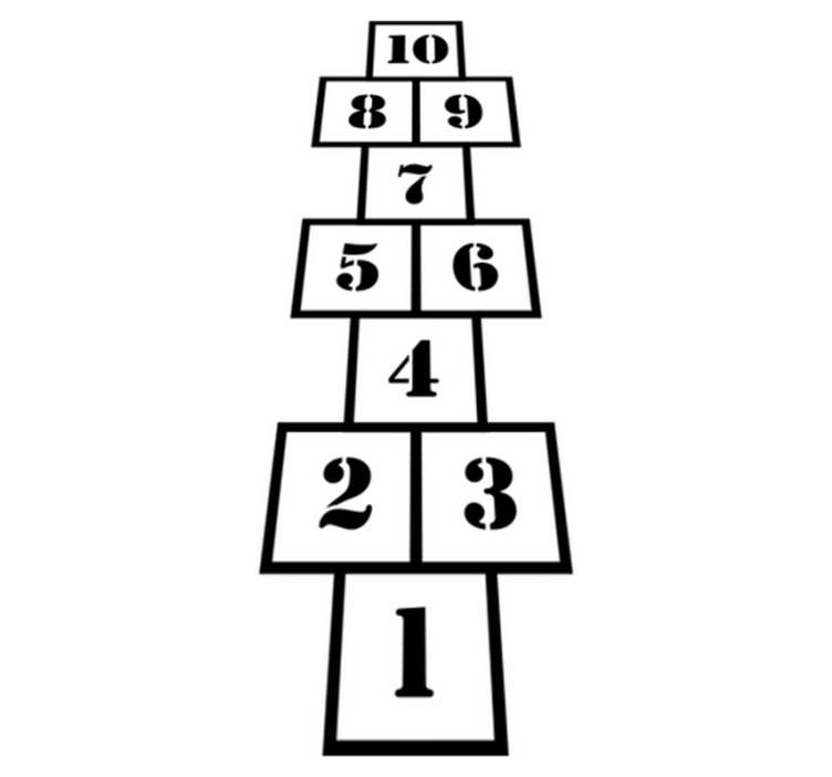 Kids vinyl rug black and white hopscotch design - TenStickers