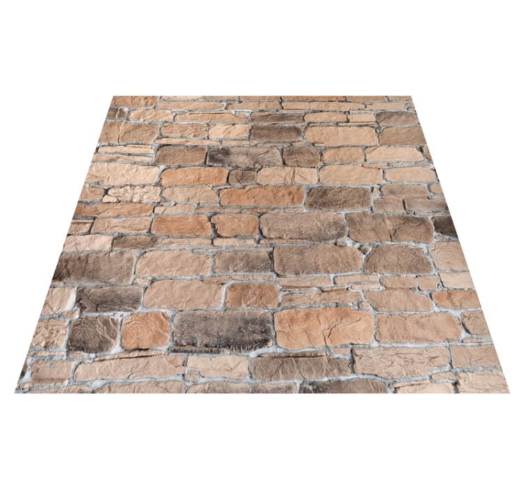 Bedroom vinyl rug light brown stone brick pattern - TenStickers