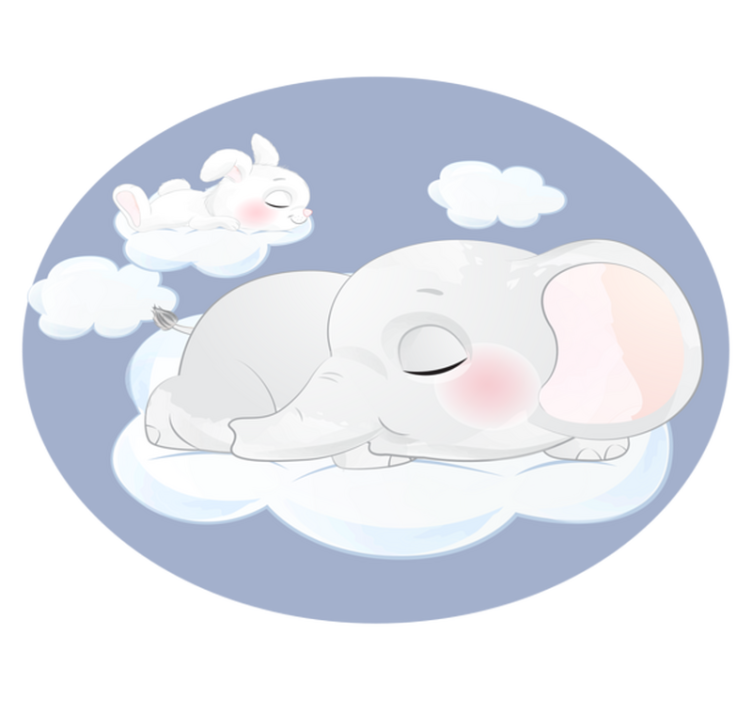 Kids vinyl rug elephant and rabbit on a cloud - TenStickers