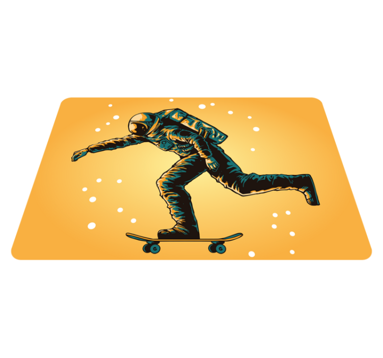 Kids vinyl rug astronaut skateboarding design - TenStickers