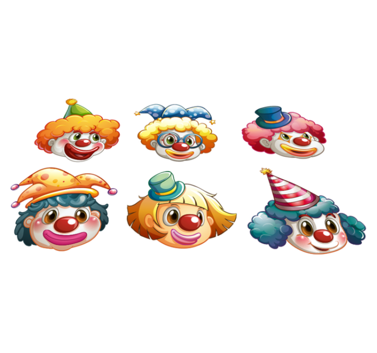 Kids vinyl rug colorful clown faces - TenStickers