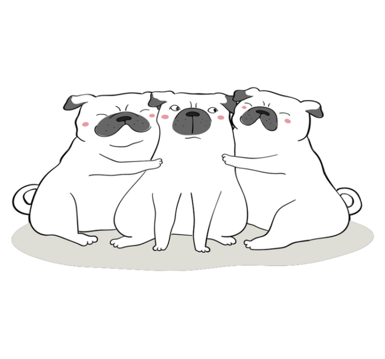 Adorable Pug Trio animal mat - TenStickers
