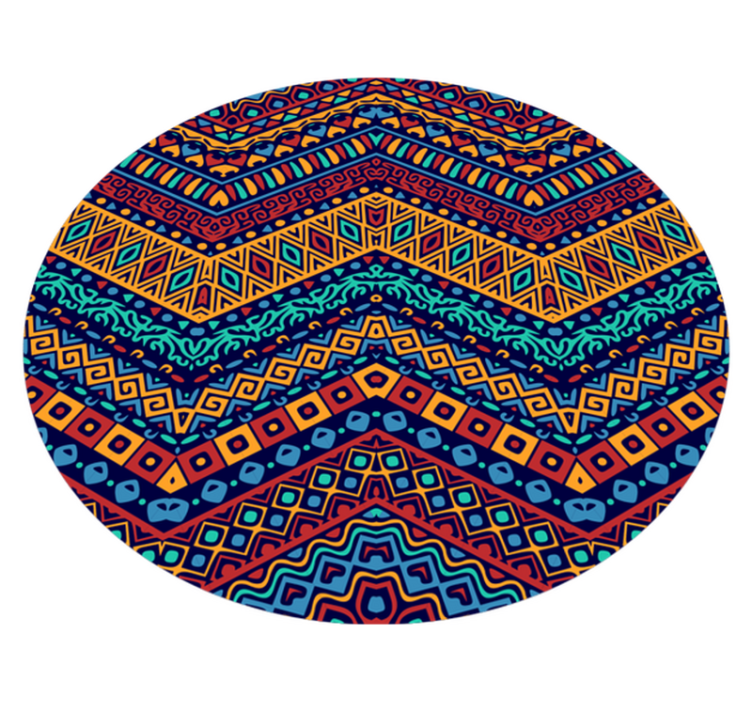 Circular Ethnic Pattern Overlay ethnic vinyl rug - TenStickers