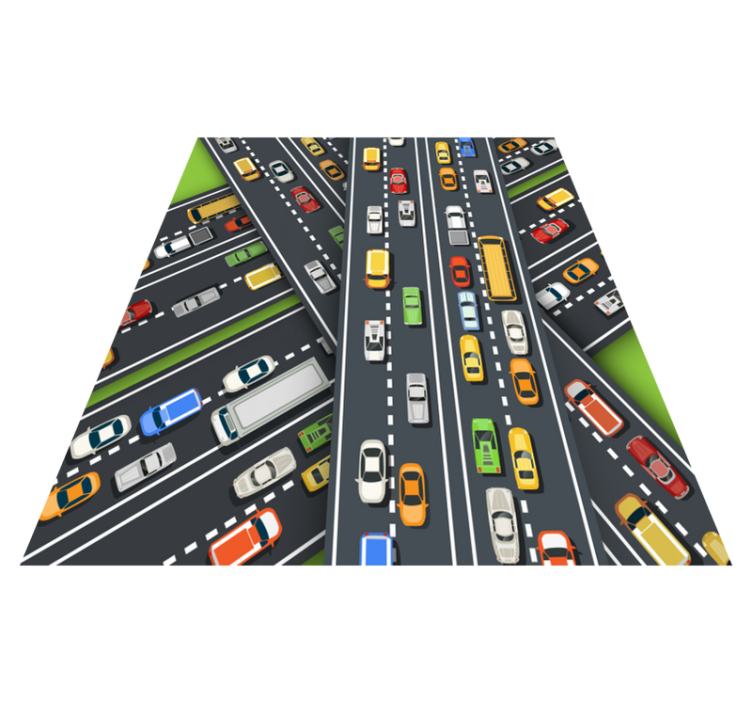 City Traffic Illustration road vinyl rug - TenStickers
