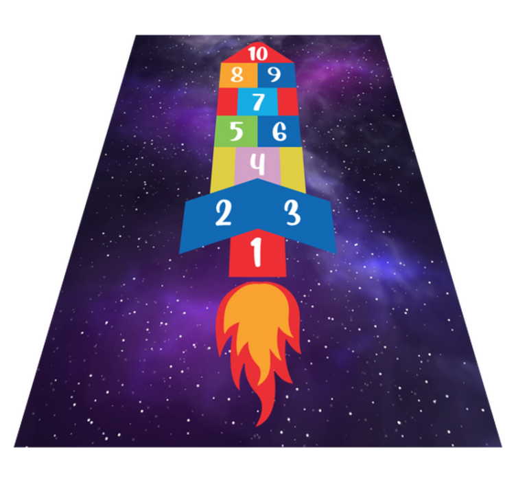 Amazing rocket shaped hopscotch game vinyl rug - TenStickers