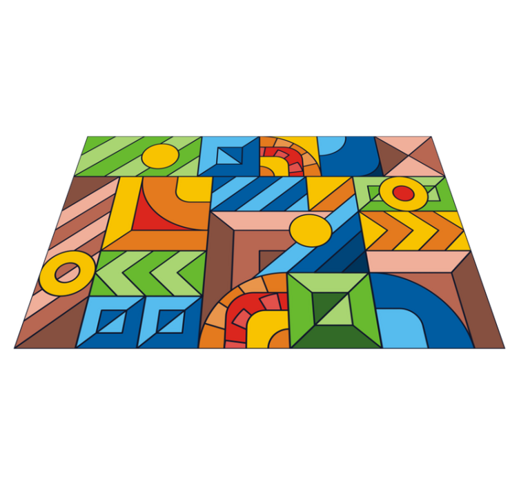 Geometric Color Blocks geometric vinyl rug - TenStickers