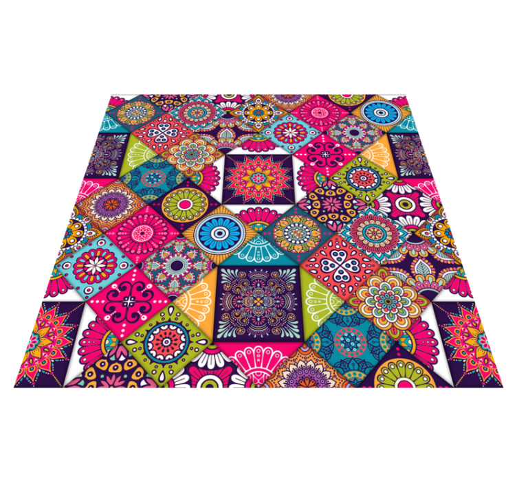 Mandala Tile Patchwork mandala vinyl rug - TenStickers