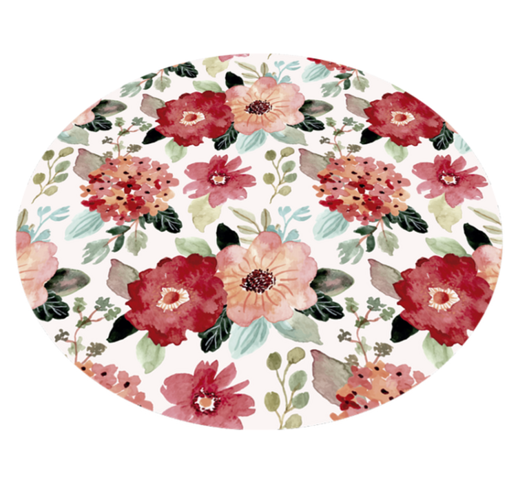 Floral Circle Motif floral vinyl rug - TenStickers