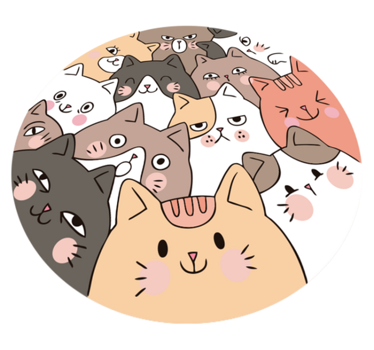 Cartoon Cat Faces animal vinyl rug - TenStickers