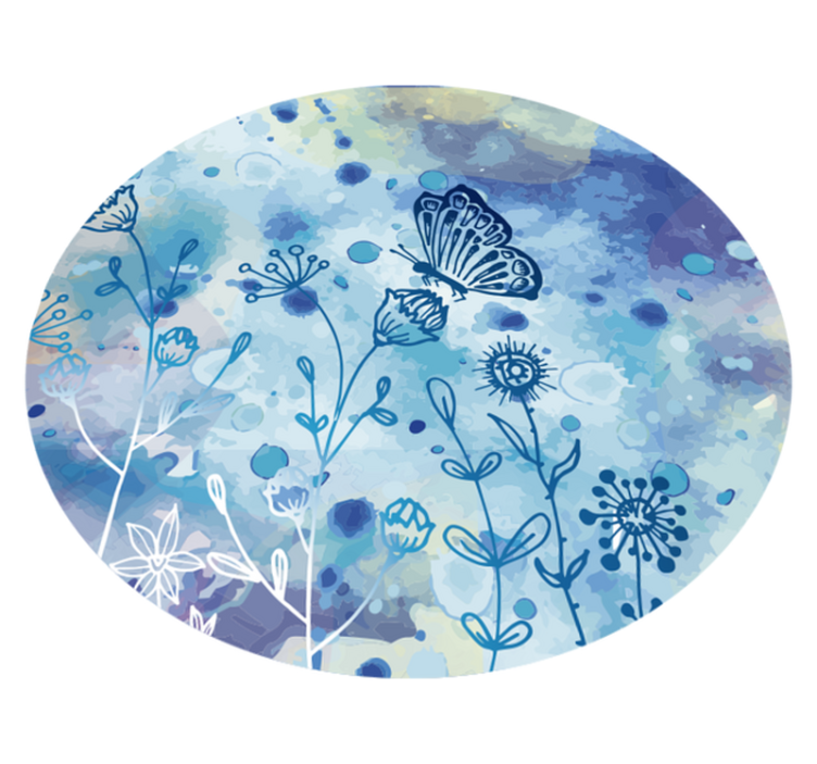 Botanical Watercolor floral vinyl rug - TenStickers