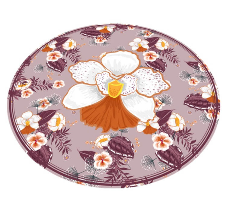 Floral Patterned Circle floral vinyl rug - TenStickers
