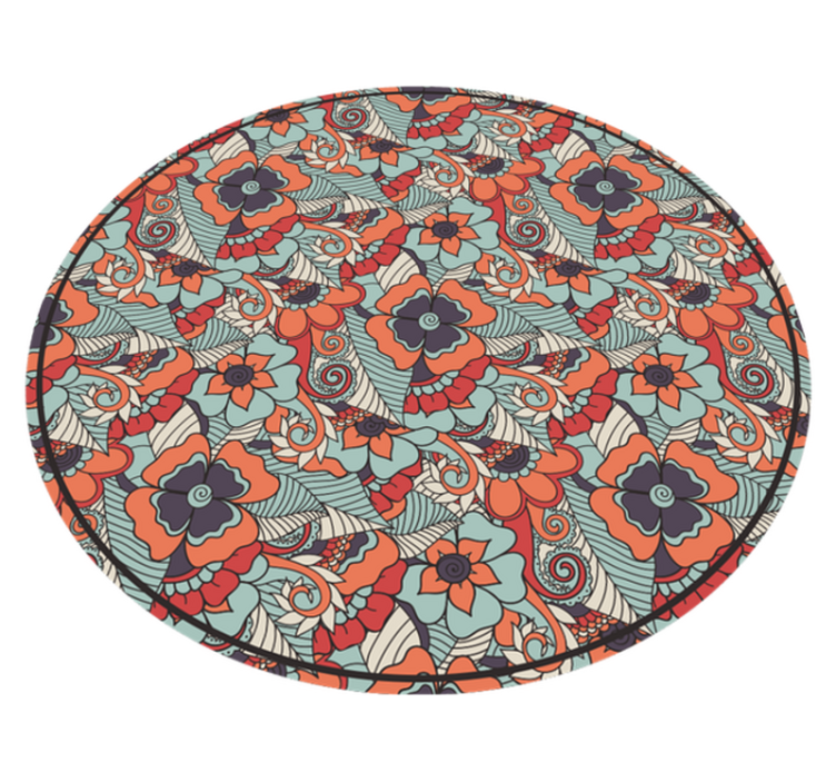Floral Mandala Pattern floral vinyl rug - TenStickers