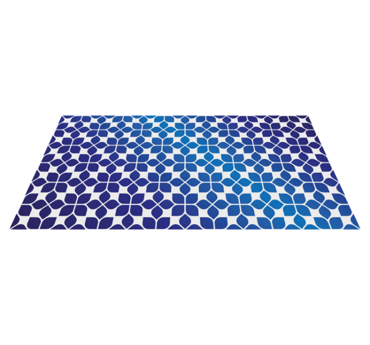 blue flowers mosaic vinyl rug - TenStickers