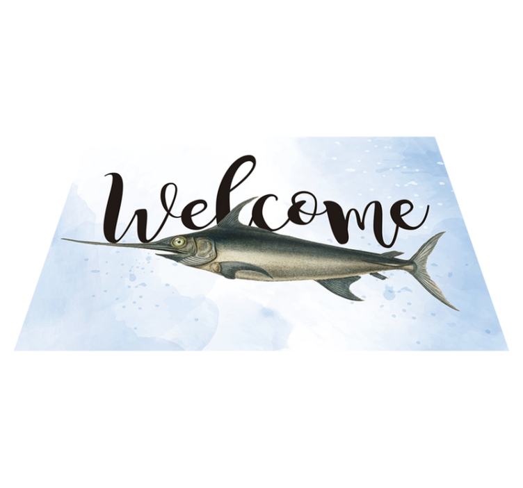Welcome Fish Illustration custom rug - TenStickers