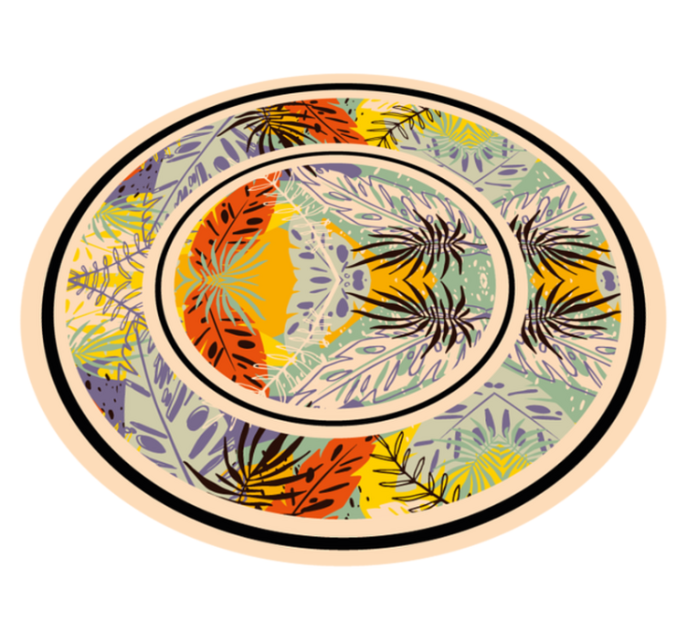 Botanical Circular Motif floral vinyl rug - TenStickers