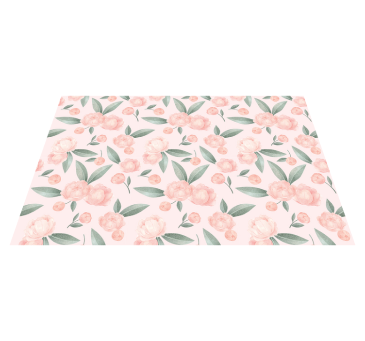 Botanical Peonies floral vinyl rug - TenStickers