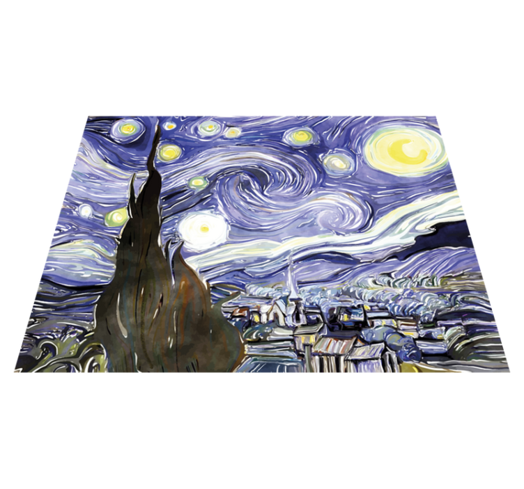 Starry Night Interpretation vintage vinyl rug - TenStickers