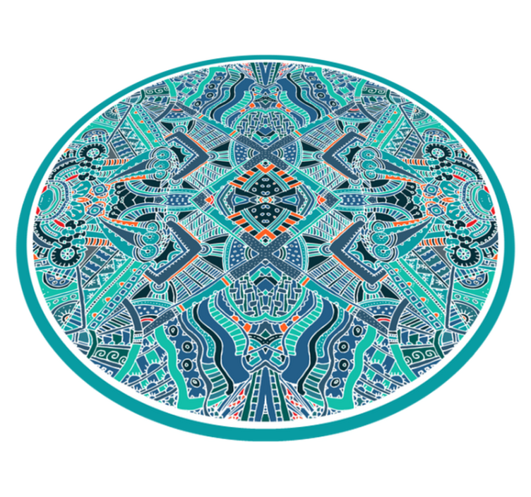 Round ethnic vinyl carpet Indian feathers - TenStickers