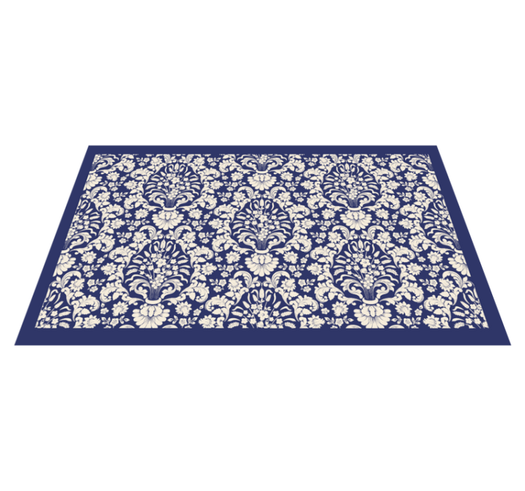Ornate Floral Pattern minimal vinyl rug - TenStickers