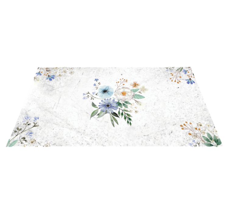 Floral Marble Elegance floral vinyl rug - TenStickers