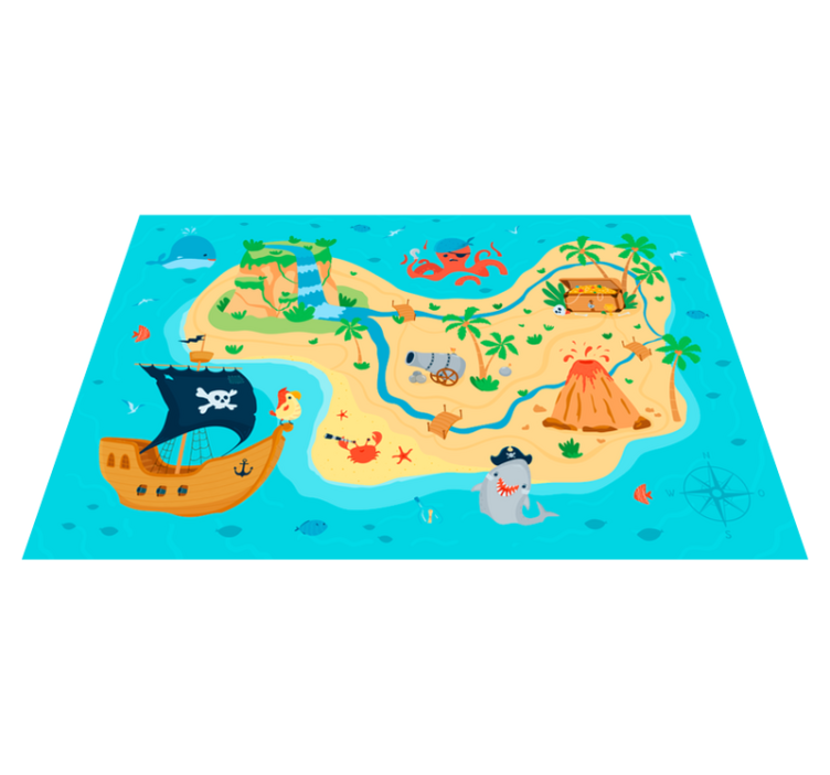 Pirate Adventure Map game vinyl rug - TenStickers