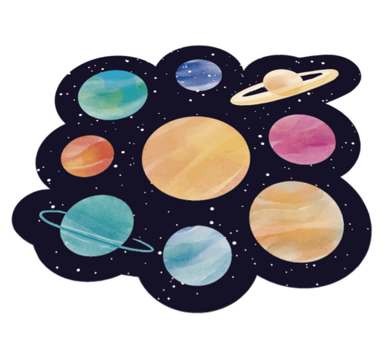 Planetary Space Theme kids vinyl rug - TenStickers