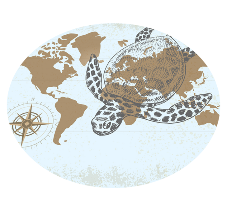 Turtle Compass Map world map vinyl rug - TenStickers
