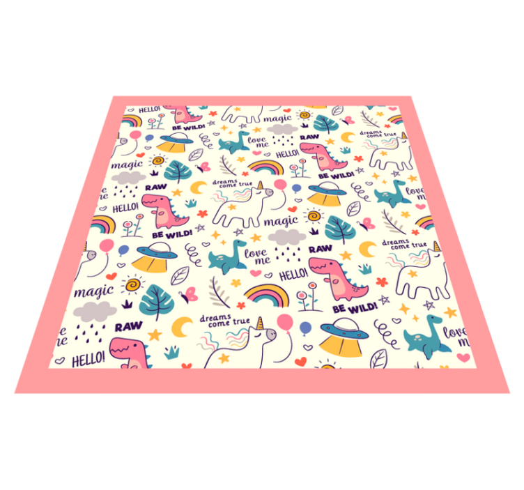 Colorful Dinosaur Theme kids vinyl rug - TenStickers