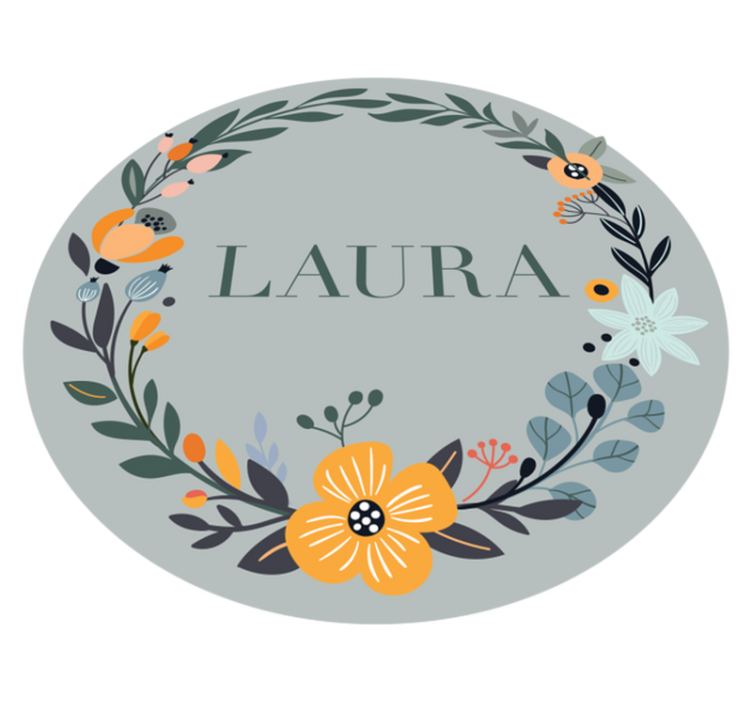 Personalized Floral Design custom vinyl rug - TenStickers
