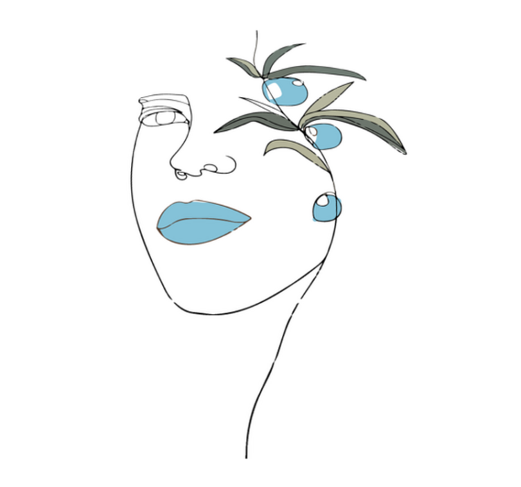 Floral Line Art floral vinyl rug - TenStickers