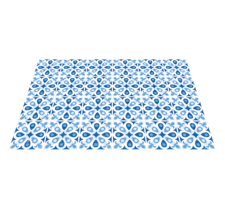 Blue Patterned Tile tile vinyl rug - TenStickers