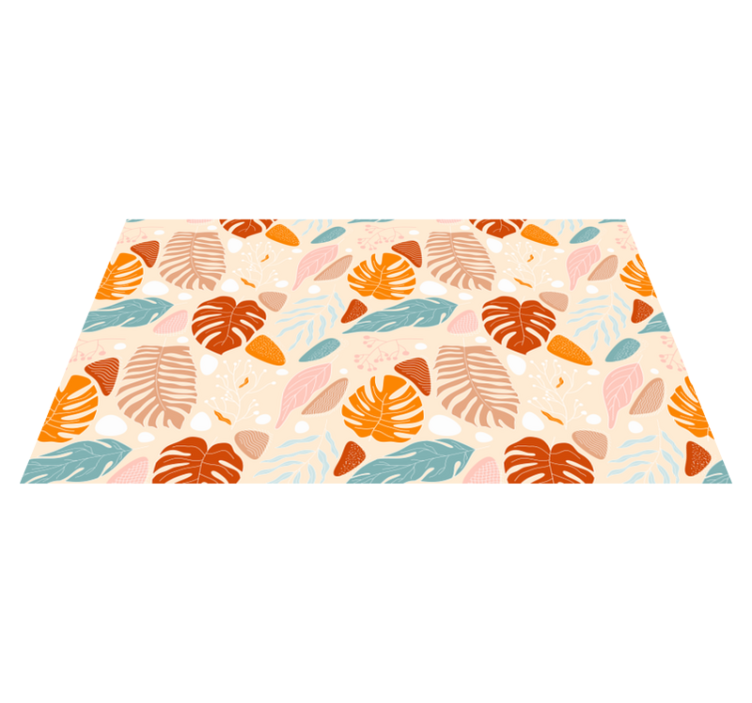 Tropical beige leaf patterns floral vinyl rug - TenStickers