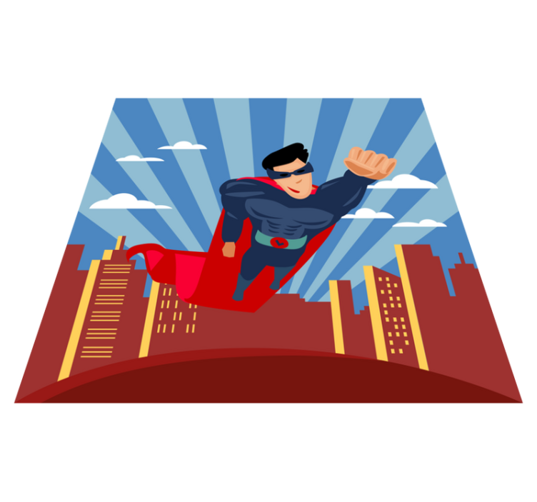 Superhero Flight kids vinyl rug - TenStickers