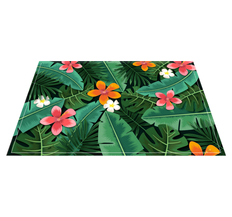 Tropical Floral Ensemble floral vinyl rug - TenStickers
