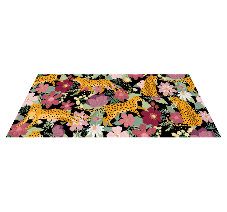 Leopard Floral Pattern animal vinyl rug - TenStickers