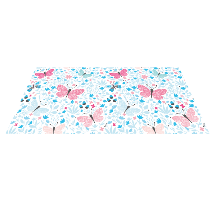 Floral Butterfly floral vinyl rug - TenStickers