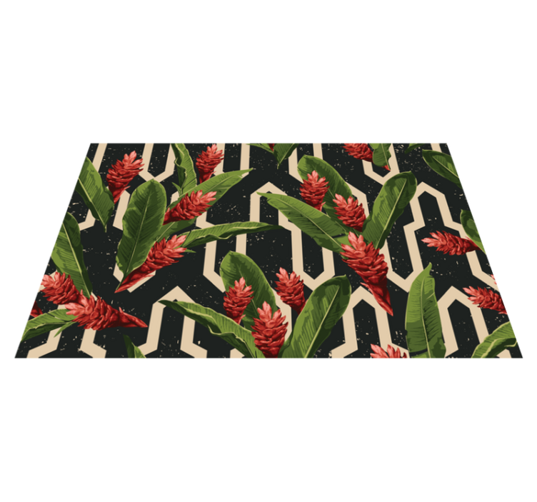 Botanical Geometric floral vinyl rug - TenStickers