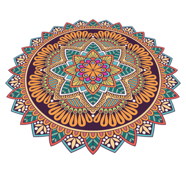 Mandala vinyl rug with lively mandala design - TenStickers