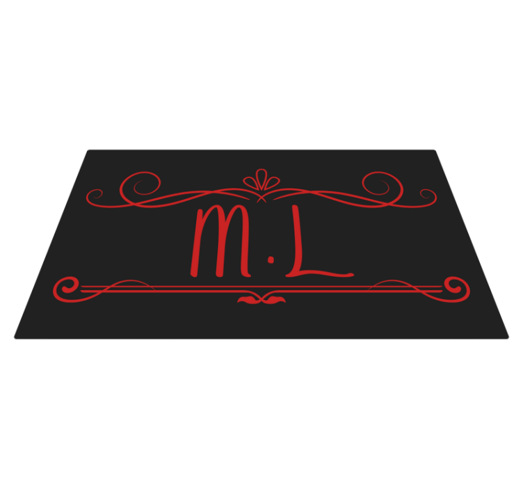 Black and red design with initial modern rug - TenStickers