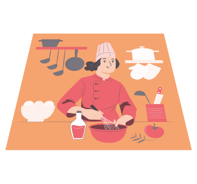 Chef Illustration kitchen vinyl rug - TenStickers