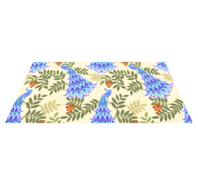 Floral Peacock Theme floral vinyl rug - TenStickers