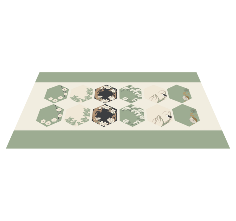 Floral Hexagons floral vinyl rug - TenStickers