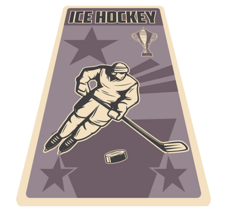 Ice Hockey player silhouette teen vinyl rug - TenStickers