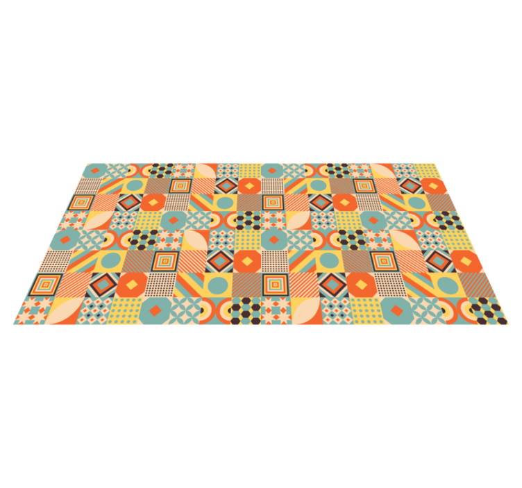 Geometric vinyl rug lively tile design - TenStickers