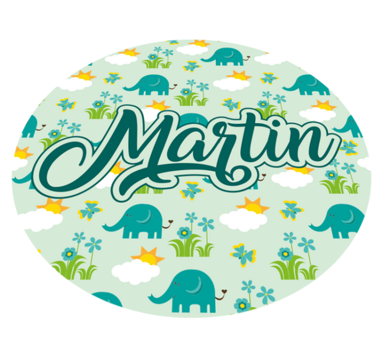 Elephants and flowers with name kids vinyl rug - TenStickers
