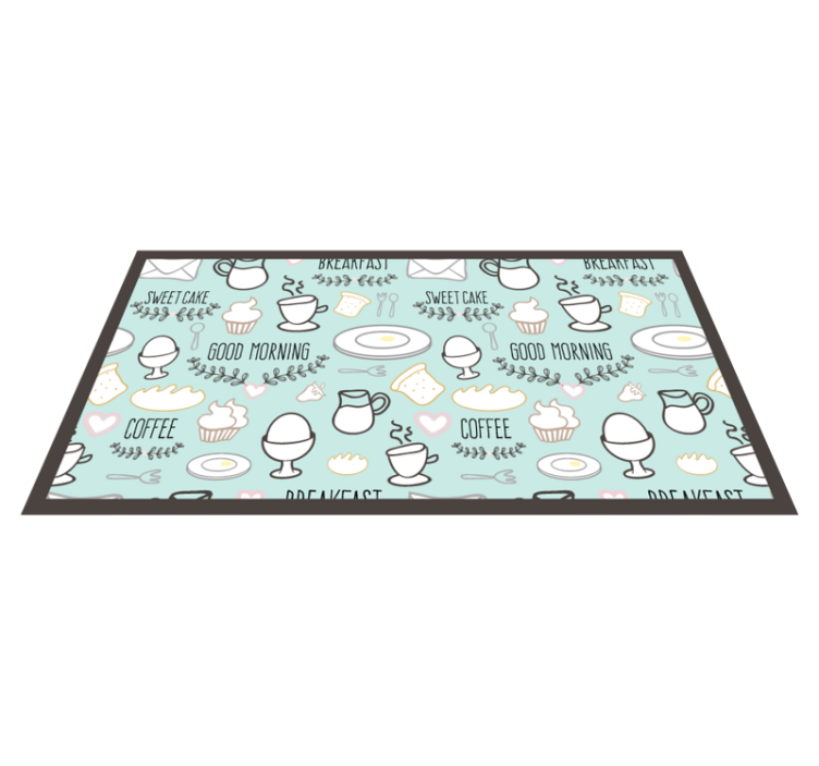 Breakfast Essentials kitchen vinyl rug - TenStickers